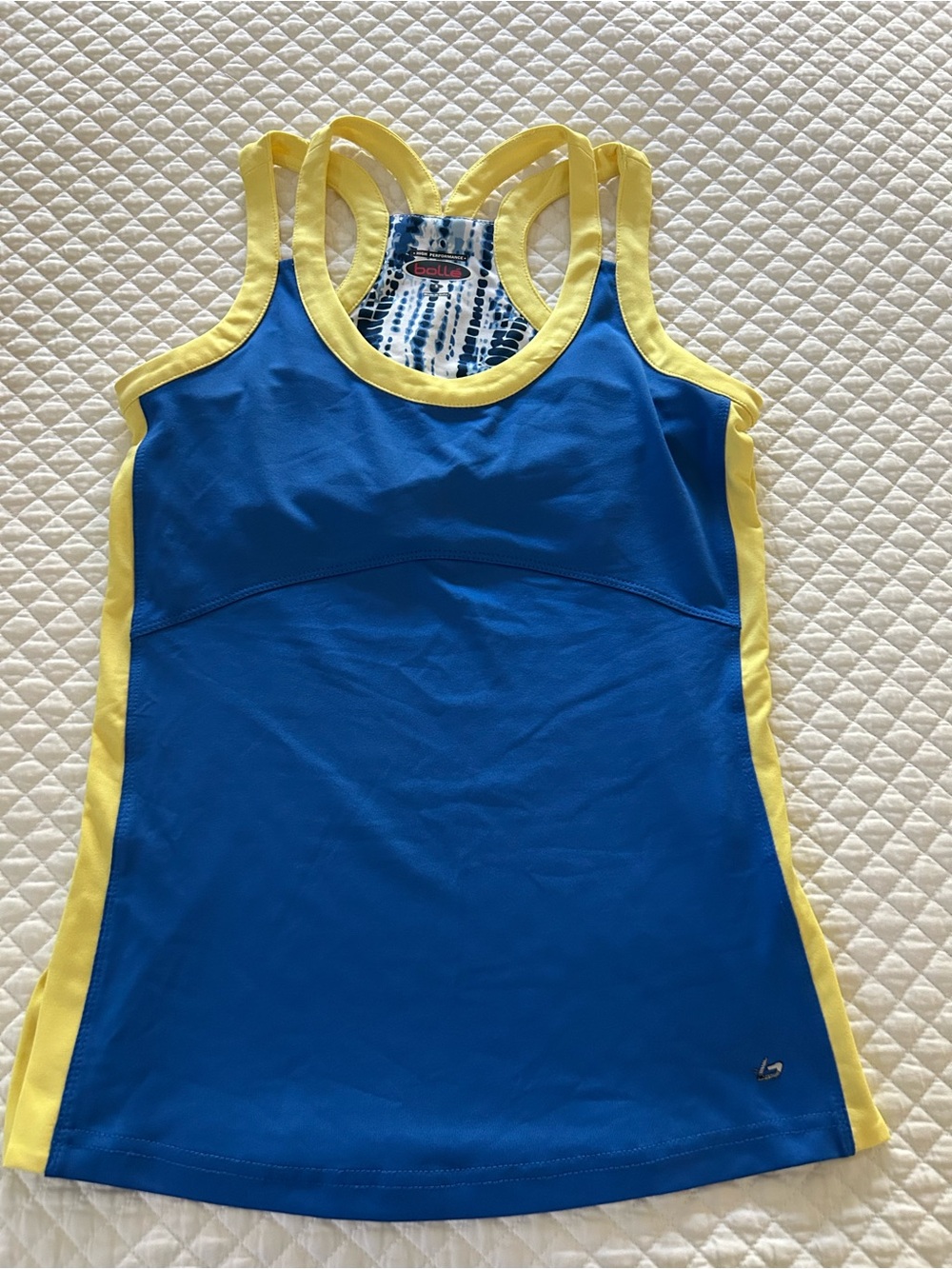 bolle Blue and Yellow Performance Racerback Top